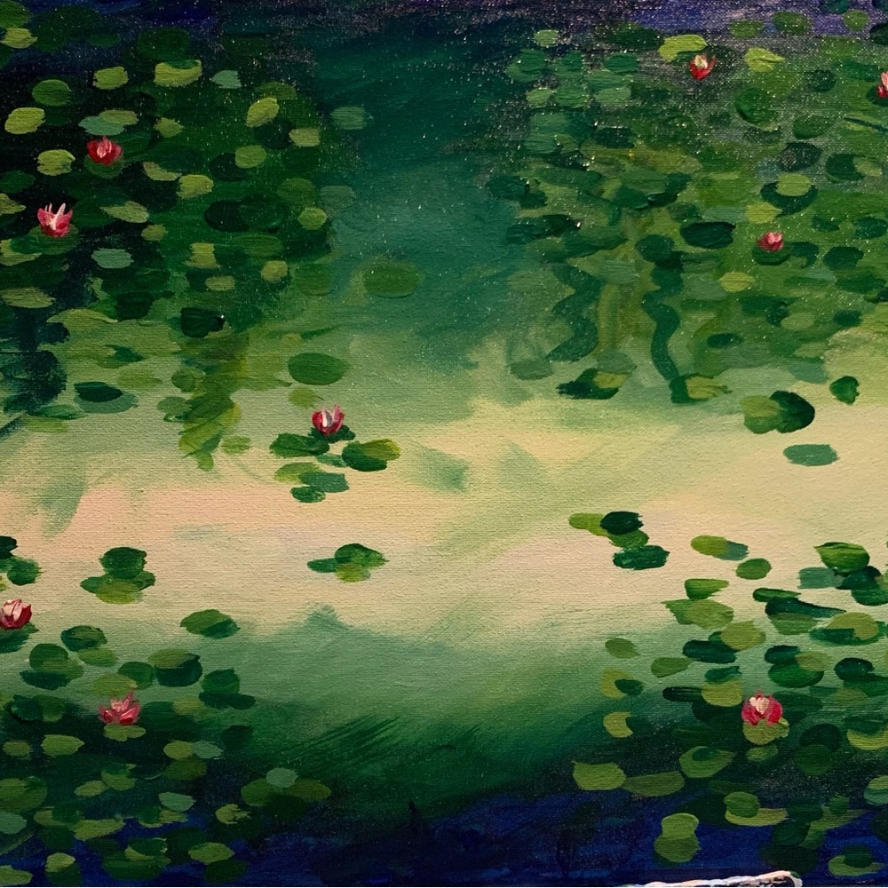 Green and Pink Water Lily Monet Canvas Art painting May 2025